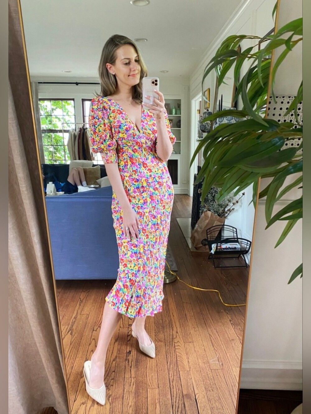 RIXO Floral V-Neck Maxi Dress in Pink, Yellow & Green 4